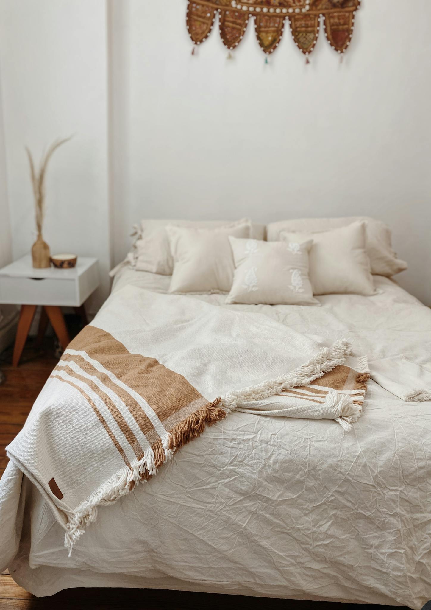 A Bed Linen with Pillows